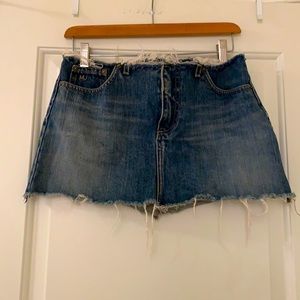 Marc Jacobs distressed jean mini skirt